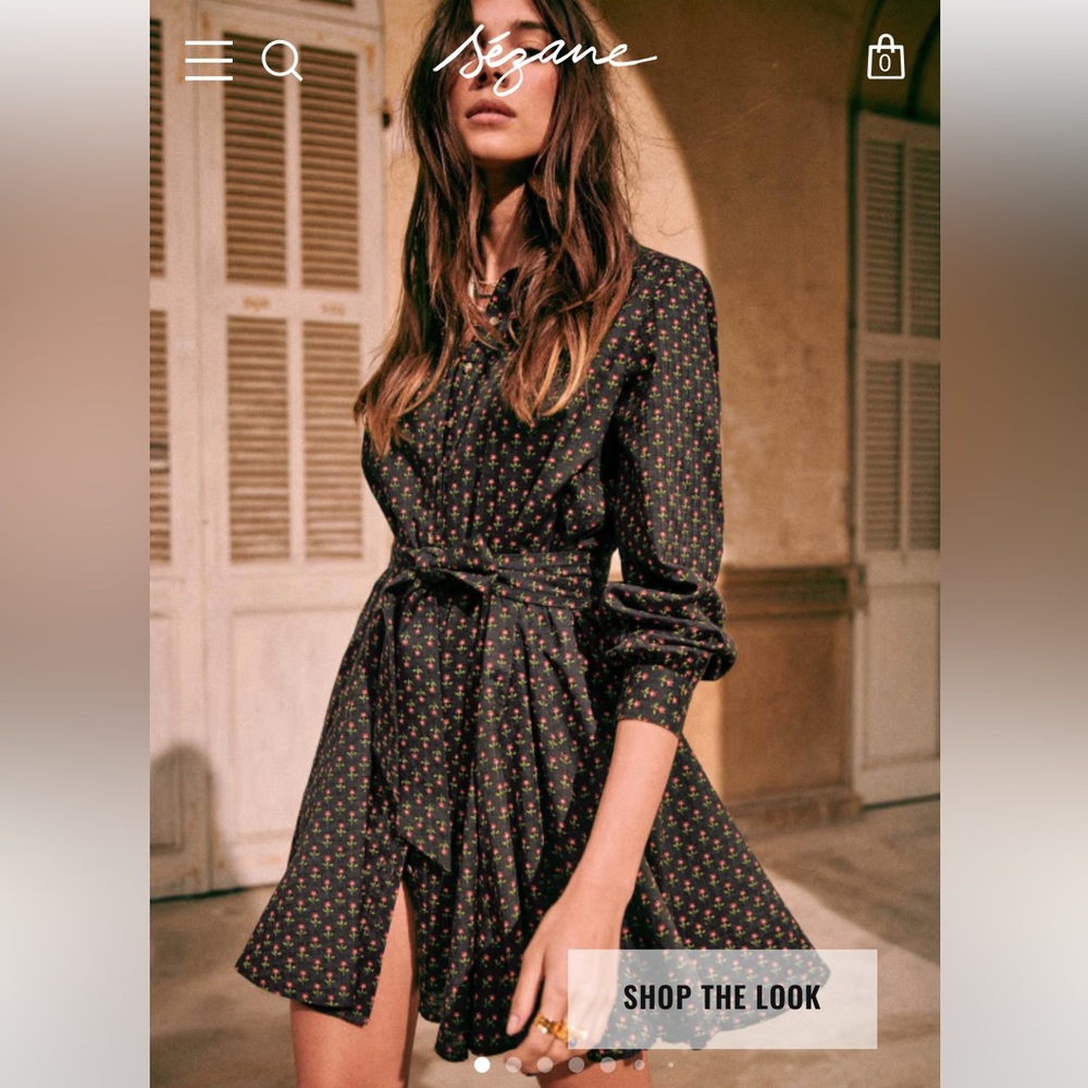 Sezane Sol dress in black / mini flowers